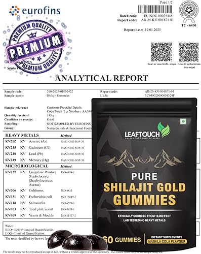 Miniatura 7 de LEAFTOUCH - Gomitas de oro Shilajit  Sabor Masala Cola  Cada gomitas está envuelta en una envoltura transparente individual  60 gomitas.
