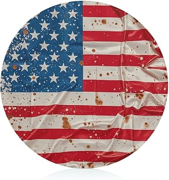 Tempered Glass American Flag Cutting Board Heat Resistant, Round Chopping Board with Non-slip Feet, Fruit Glass Cutting Boards for Kitchen Counter, Small Chopping Boards 8x8 Inch
