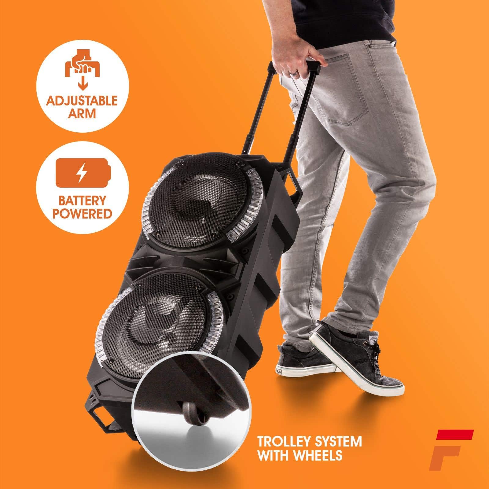 Karaoke Set Voor Volwassenen met LED - Fenton LIVE280 - 2 Microfoons - Bluetooth - AUX