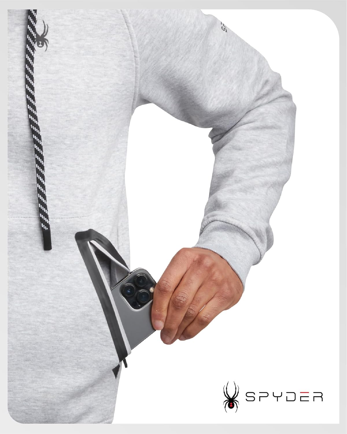 Spyder Mens Zip Up Hoodie - Super Soft Performance Fleece Sweatshirts for Men - Warm Athletic Hoodies for Running Walking Gym - Image 3