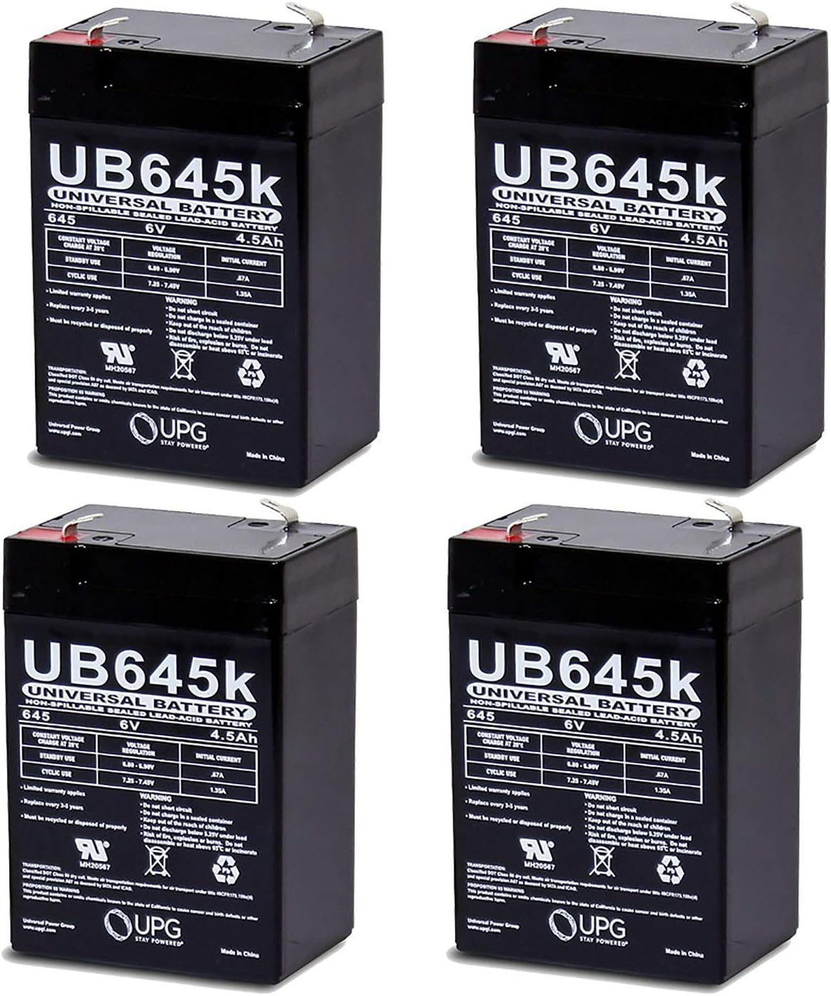 Universal Power Group 6V 4.5AH Replacement Battery for Dual Lite 12-793, 12-267, 12-269 - 4 Pack