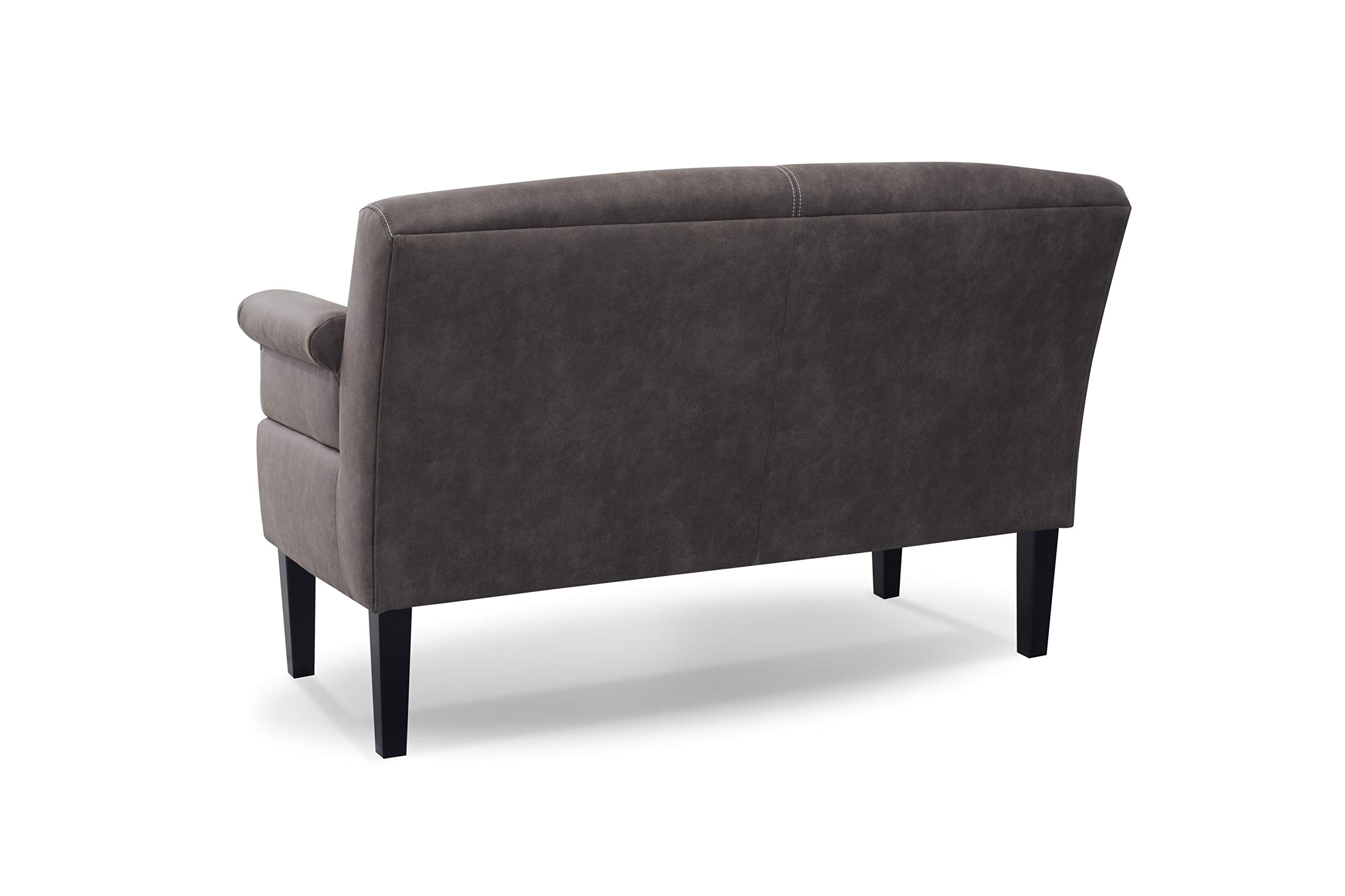 CAVADORE 2-Sitzer Küchensofa Malm, Sitzbank für Küche oder Esszimmer in Lederoptik, Inkl. Armteilverstellung, Federkern und moderner Kontrastnaht, 152 x 97 x 78, Mikrofaser: grau