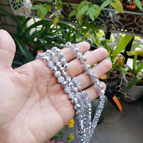 Miniatura 2 de Chengmu Cuentas redondas de vidrio plateado de 0.315 in para hacer joyas, 300 unids esférico facetado Crytal Spacer Beads Surtidos Accesorios para