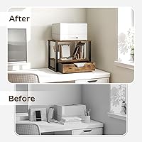 Vista 4 de Desktop Printer Stand, 2-Tier Printer Table with Non-Woven Drawer, Multi-Purpose Desk Organizer for Home Office, Under Desk Open Organizer Shelf