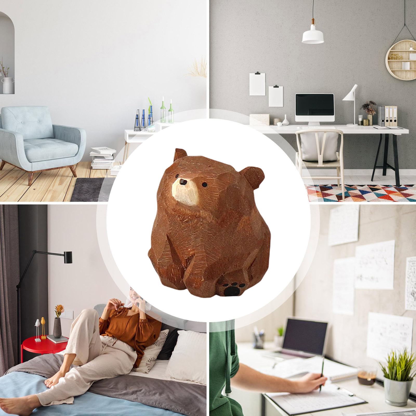 Desktop Statuilla - Statued Bear Sitting In Resin | Moderne Decoratieve Miniatuur Voor Ingang, Kamer, Slaapkamer, Bureau, Tuin, Studie, Tv -plank En Feestelijke Decoraties 4.13x4.17x5.63 Inches