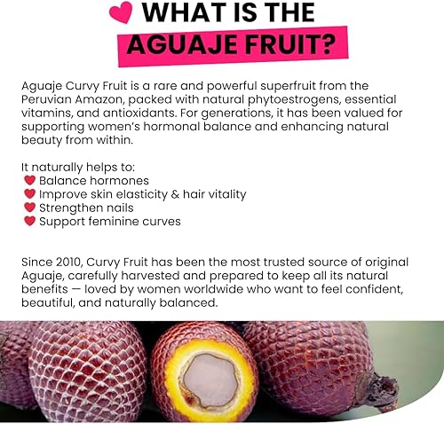 Miniatura 4 de Pastillas originales de Aguaje CurvyFruit para glúteos, pecho y caderas más grandes, 550 mg x 100 pulgadas, suministro de 2 meses