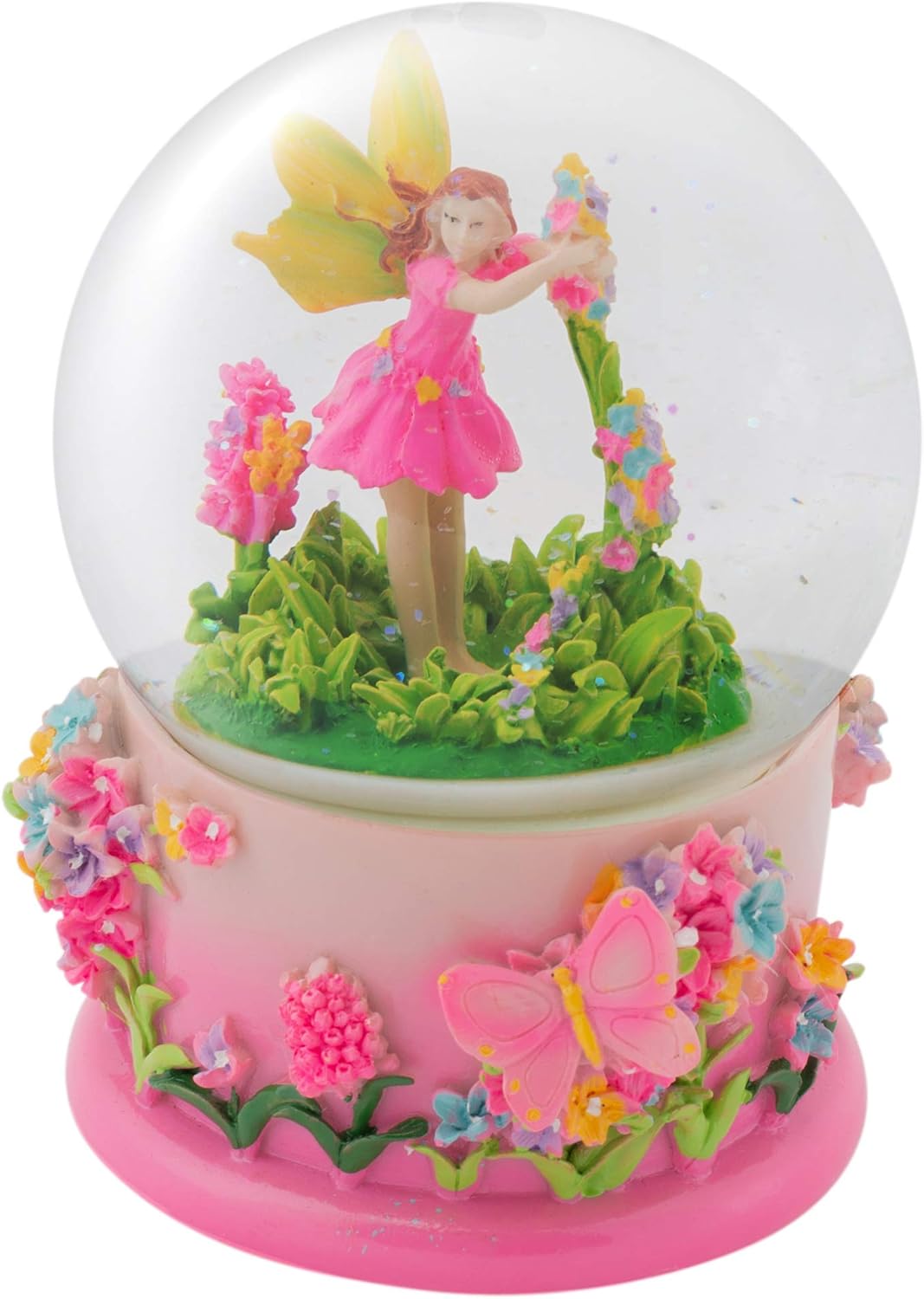 Elanze Designs Magical Fairy in Rotating Garden 100MM Sturdy Wind Up Musical Glitter Water Snow Globe Tabletop Dresser Figurine Decoration Plays Tune Beautiful Dreamer