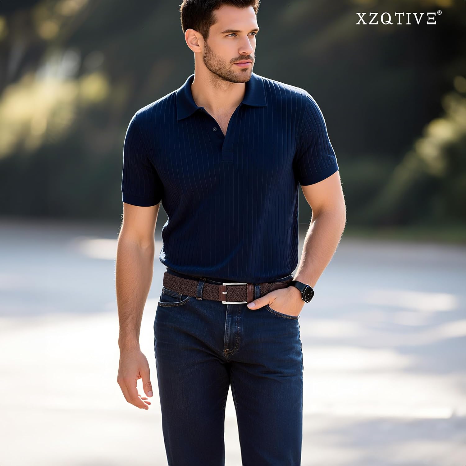 XZQTIVE Braided Stretch Belt Mens Gift Elastic Woven Belt for Golf Casual Pants Shirts Jeans - Image 6