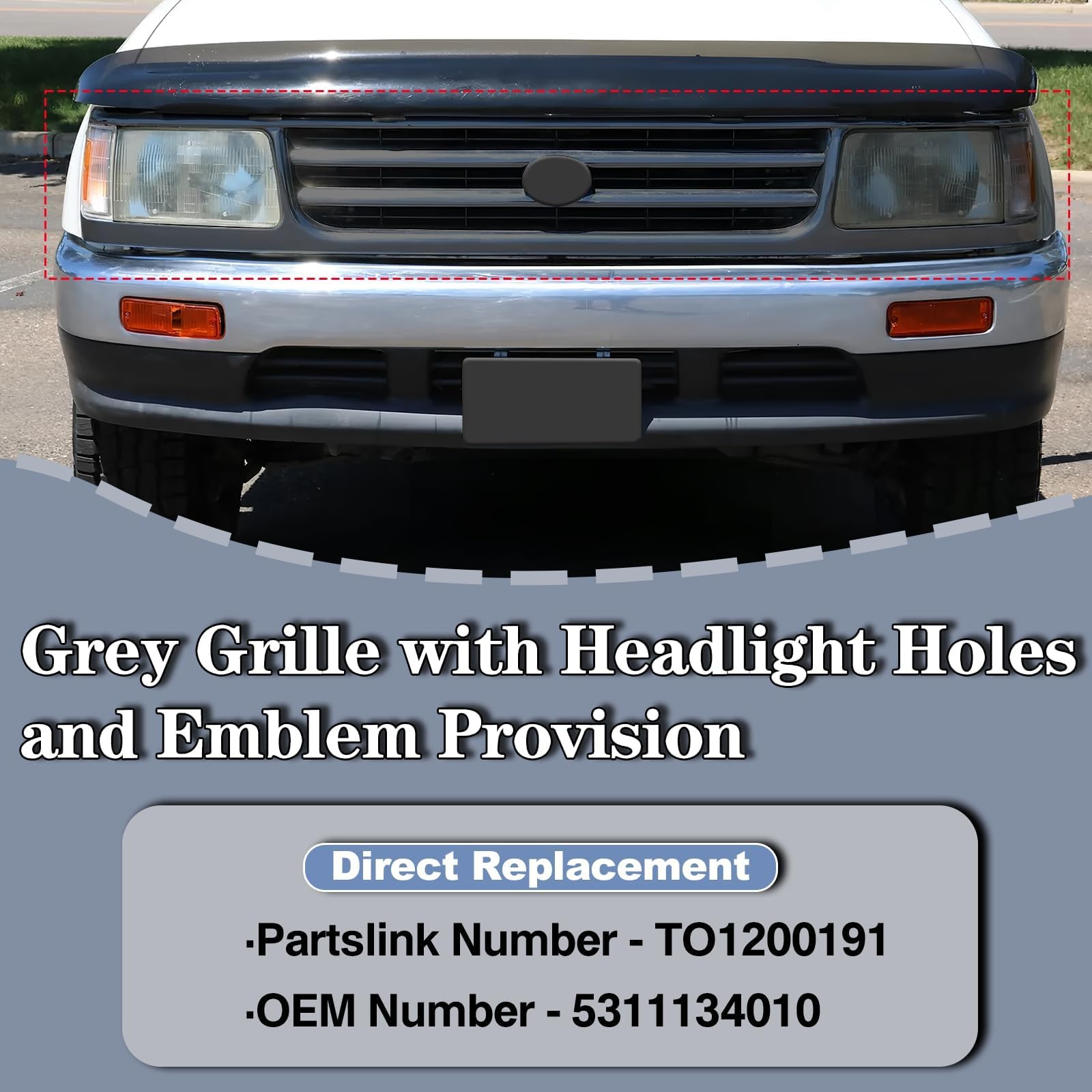 Amazon.com: CarPartsDepot Dark Gray Grille with Headlight Holes