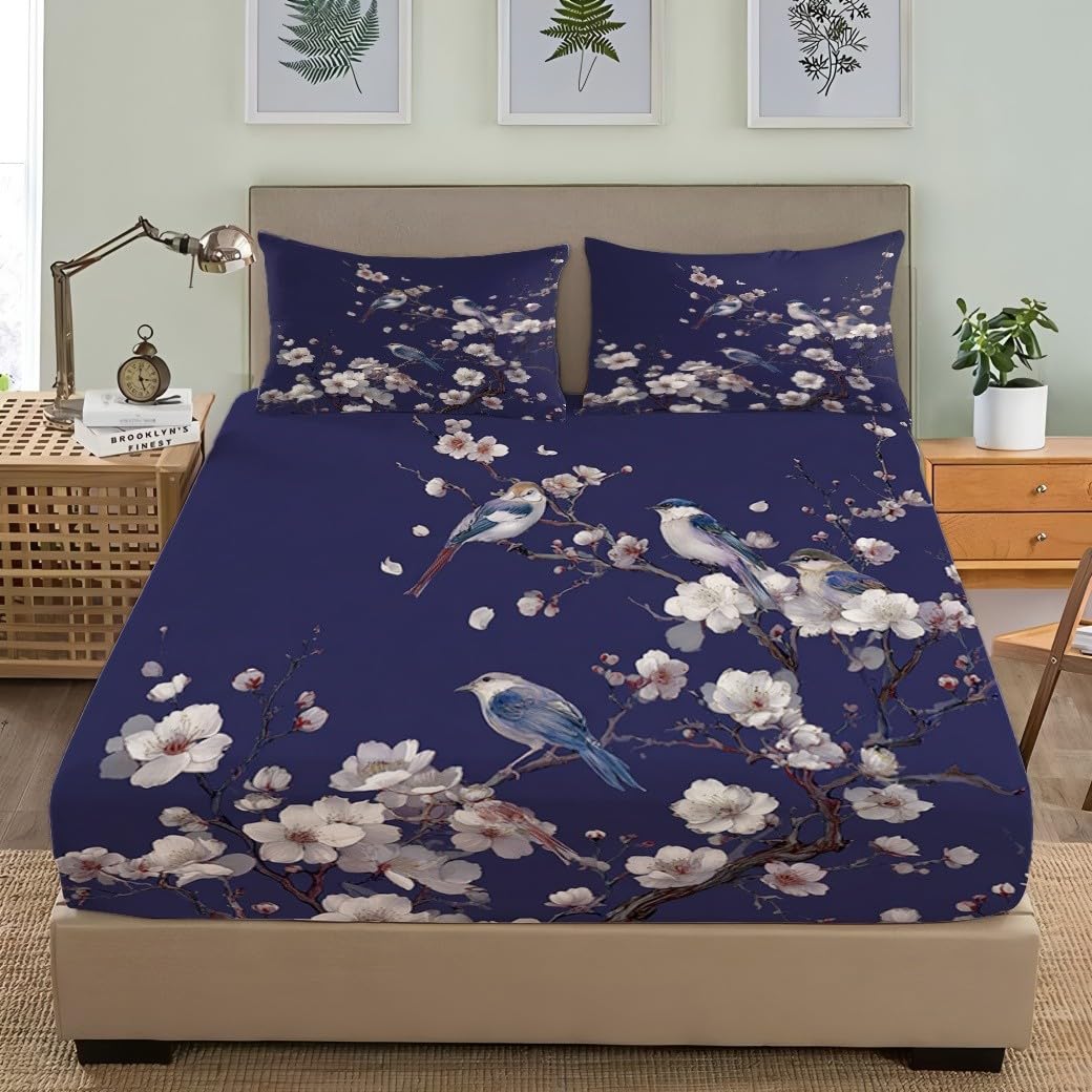 Matrimoniali Lenzuolo Sotto con Angoli 180x200x30cm Blu Scuro