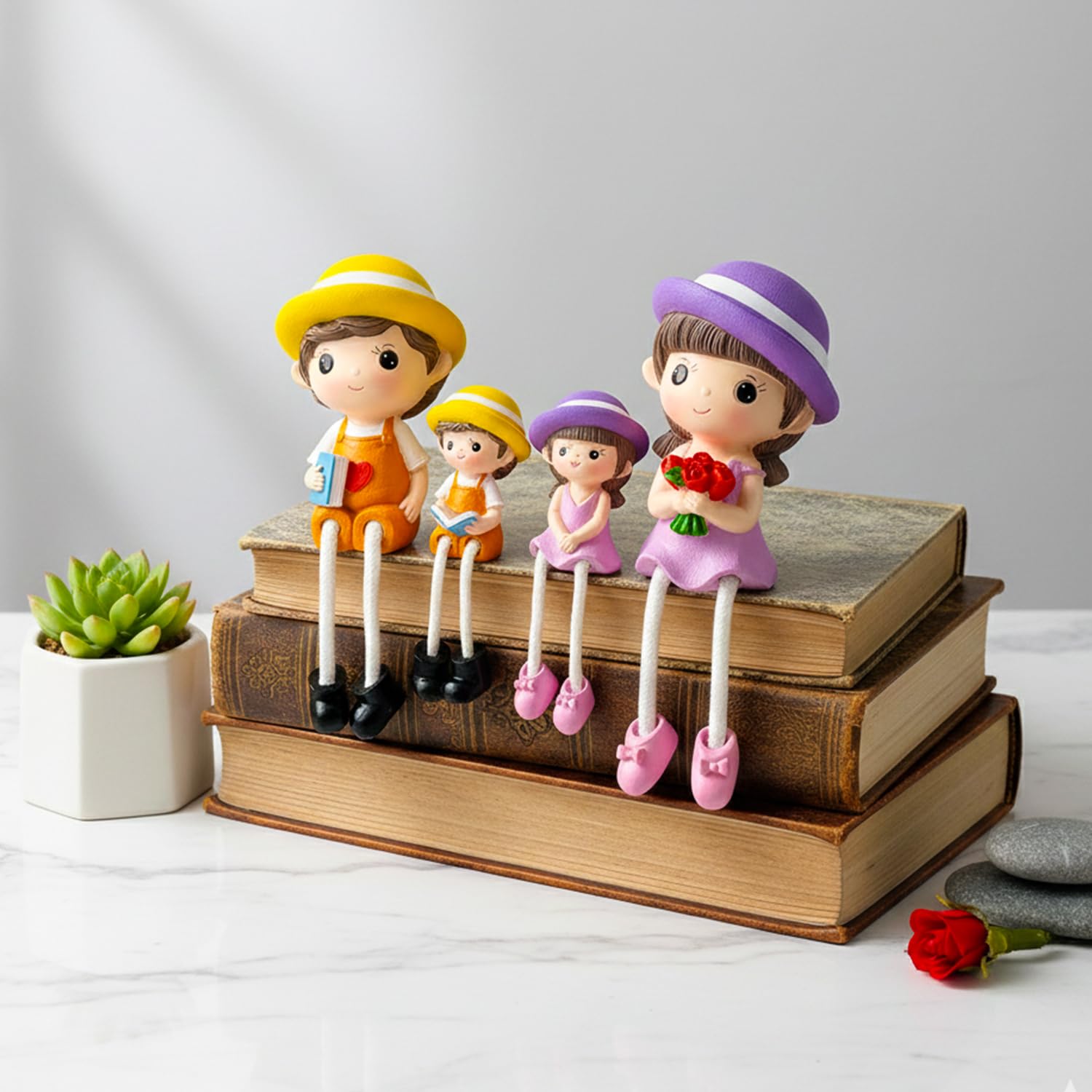 Adorable Family Figurines - Cute Couple & Kids Decor -7