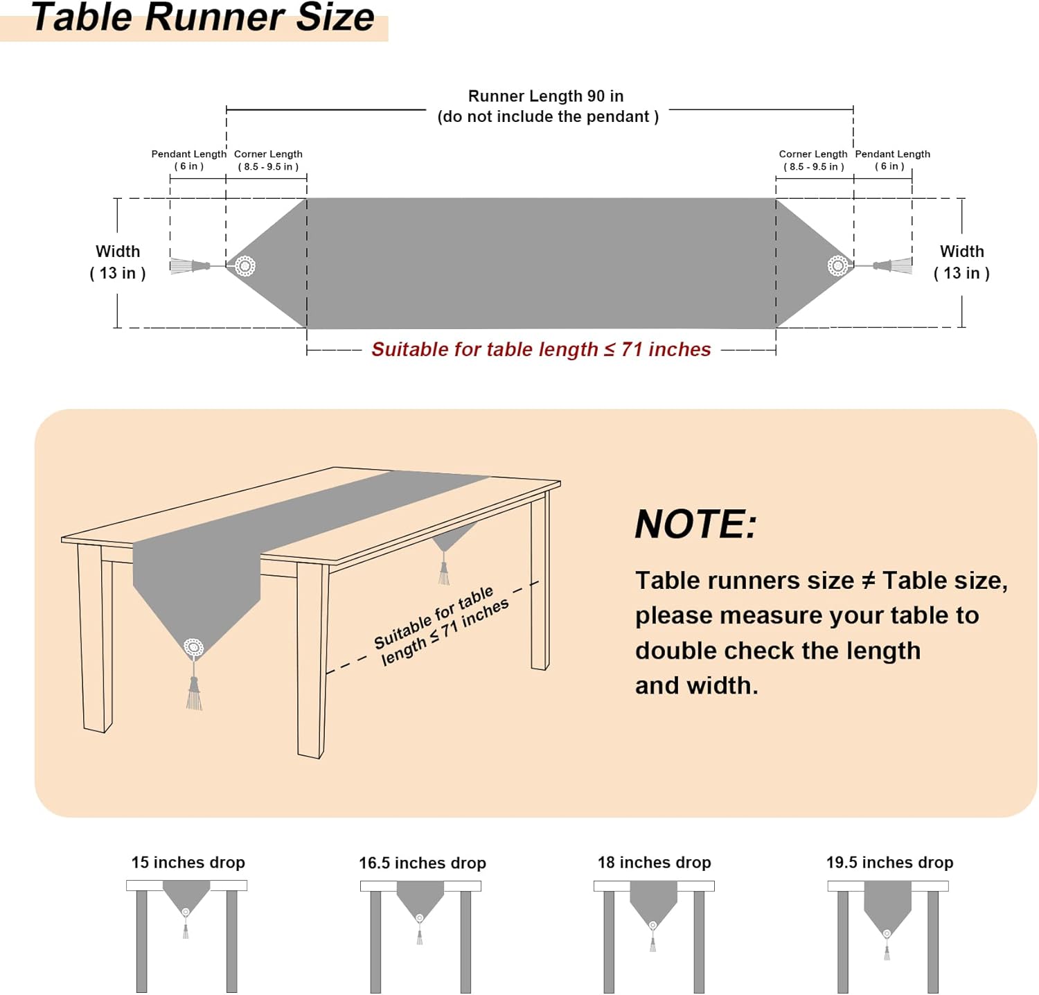 Loom and Mill Luxury Table Runner 90 inches Long Bundles 4 PCS Modern Damask Jacquard Table Place Mats, Handmade Multi-Tassels & Double-Layer, Perfect for Dining Table Dresser Party Banquet Decoration