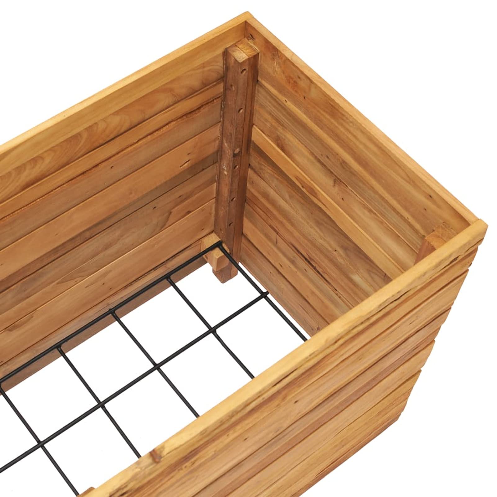 Arriate, Mesa De Cultivo, Huerto Domestico, Cultivo De Plantas Aromaticas, Arriate De Jardín, de Teca reciclada y Acero 100x40x55 cm