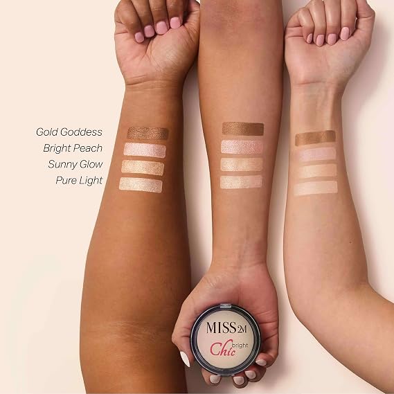 Chic Bright Powder Highlighter and Illuminator, Shimmery Highlighter, Baked & Pressed Contour Shimmer Powder: 41 Sunny Glow, 0.33 Oz