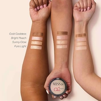 Chic Bright Powder Highlighter and Illuminator, Shimmery Highlighter, Baked & Pressed Contour Shimmer Powder: 41 Sunny Glow, 0.33 Oz