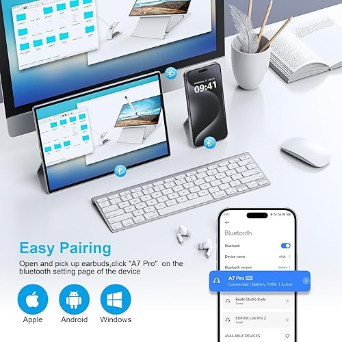 Miniatura 3 de Wireless Earbuds for iPhone, 5.3 Bluetooth Headphones for Apple Earbuds Wireless, ENC Noise Cancelling 40Hrs Playback in Ear Air Buds Pods HiFi Bass