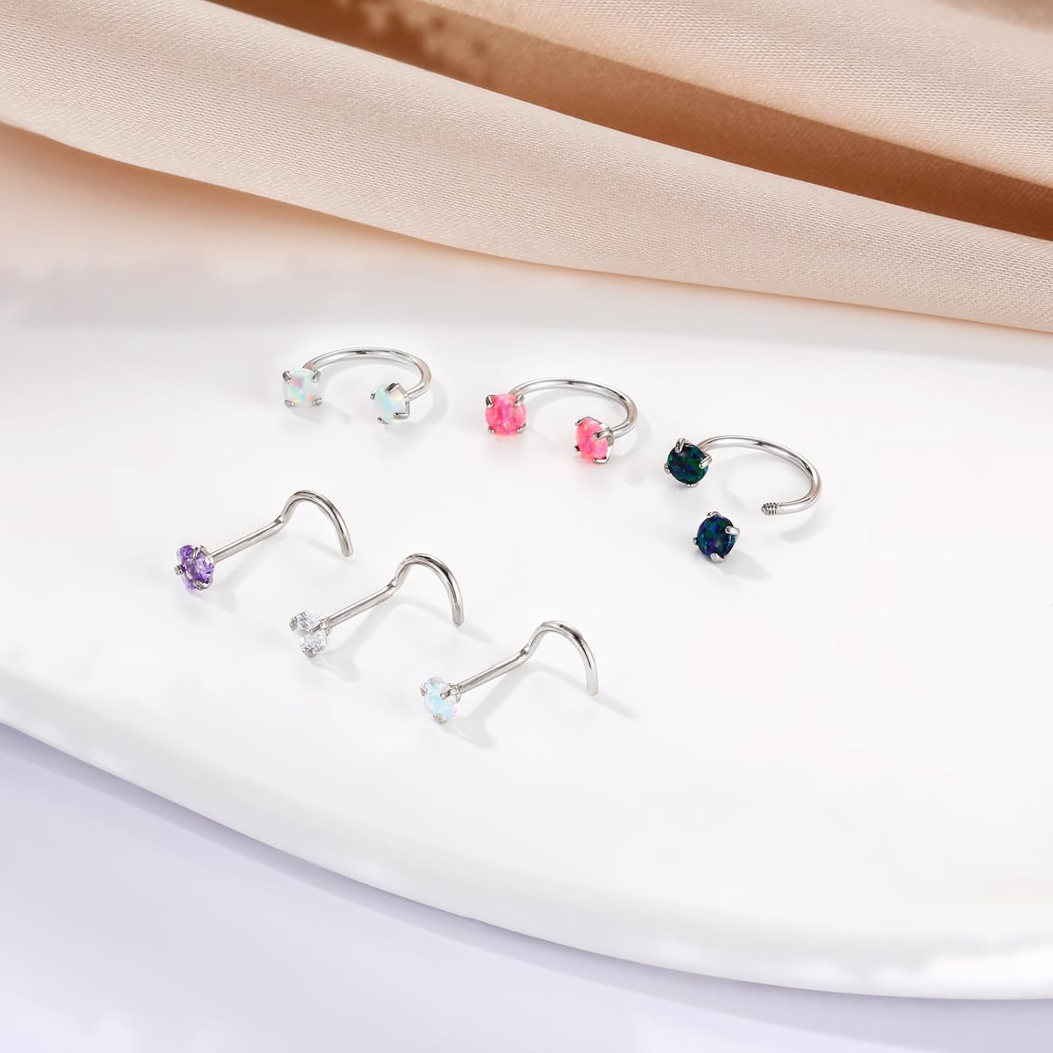 6PCS Nose Septum Horseshoe Rings Jewelry Surgical Steel Earring Eyebrow Lip Helix Tragus Cartilage Rings Piercing Jewelry for Women Men 20G 8mm - Image 6