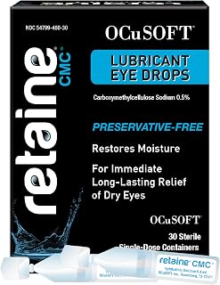 OCuSOFT Retaine CMC Preservative-Free Artificial Tears: 0.5% CMC Sodium Eye Drops for Dry Eye Relief - 30 Single-Dose Vials