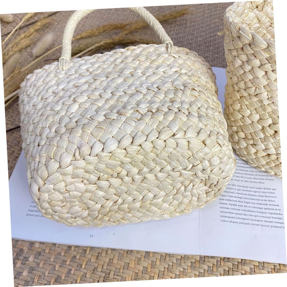 Cesto Intrecciato a Mano in Materiale Naturale Portafiori Delicato e Leggero Manico, Cesta Portatile Multifunzionale per Decorazione Casa e Cerimonia, Adatto per Esterni
