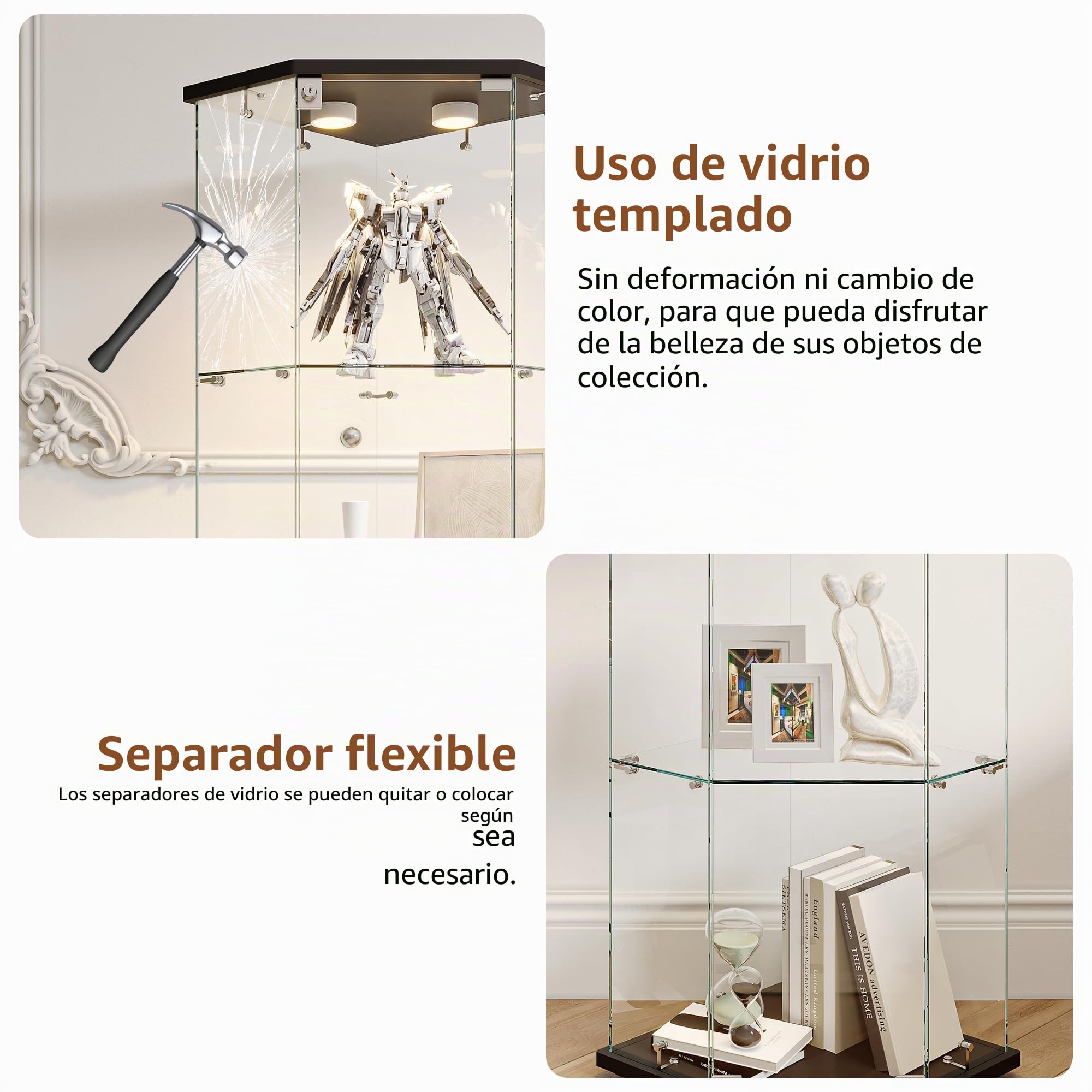 Vitrina De Cristal LED Para Colección Con 1 Puerta, Armario Esquina De 4 Capas Con Cerradura, Mueble Transparente Para Salón, Bar, Dormitorio, Oficina - Negro