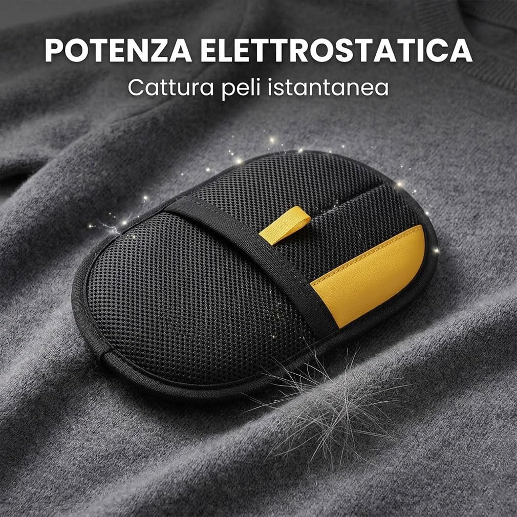 Generico Skimys Guanto Leva Peli Gatto e Cane, Spazzola Rimuovi Peli Animali Riutilizzabile per Divano, Auto e Tappeti, Alternativa al Rullo Adesivo (2PCS)