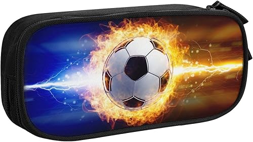 Miniatura 19 de Estuche para lápices de fútbol con temática deportiva para niños y niñas, bolsa negra de gran capacidad, bolsa de lápices genial, caja de Fútbol con