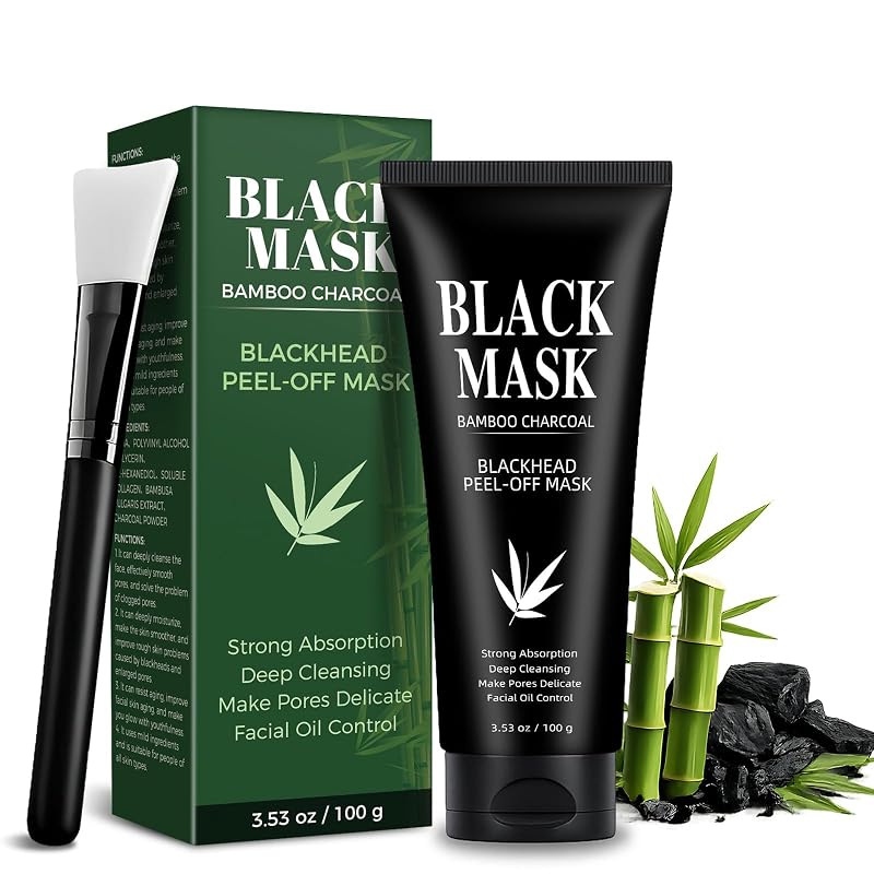 Máscara facial peel off de carvão Shaeva com pincel e ferramentas, 100 g