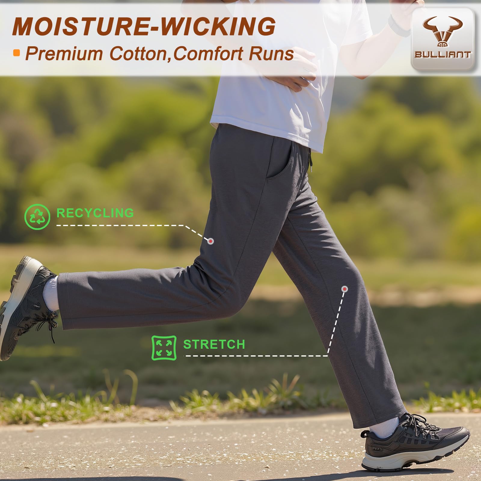 BULLIANT Pantaloni Jogging Uomo, Pantaloni Sportivi Uomo Lunghi in Cotone,Tuta da Ginnastica Jogger per Allenamento Casual