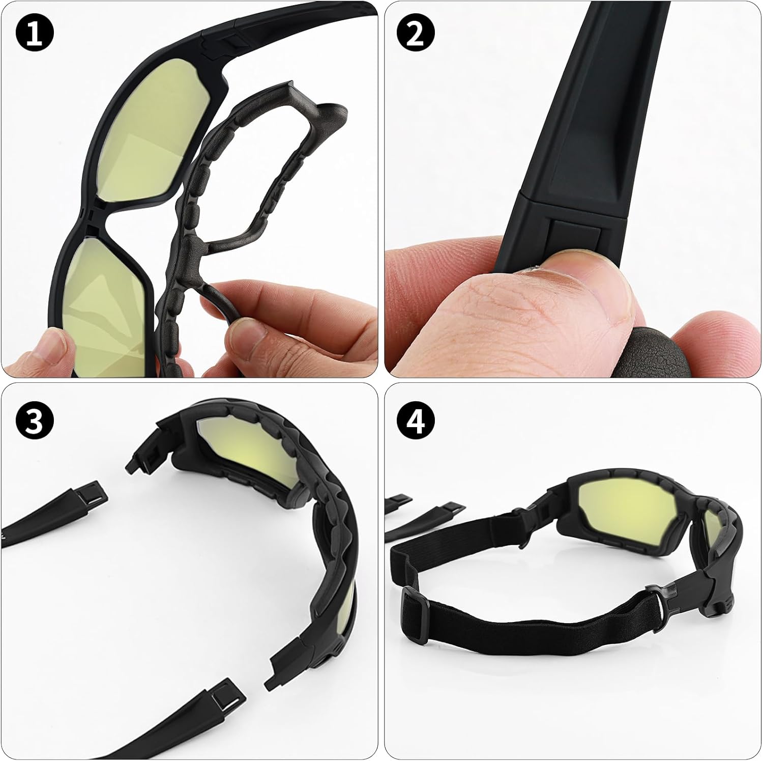 Anti-Fog Safety Motorcycle Riding Sunglasses Foam padded Goggle, Dustproof, Windproof, Hunting, Hiking, Golfing - Image 4