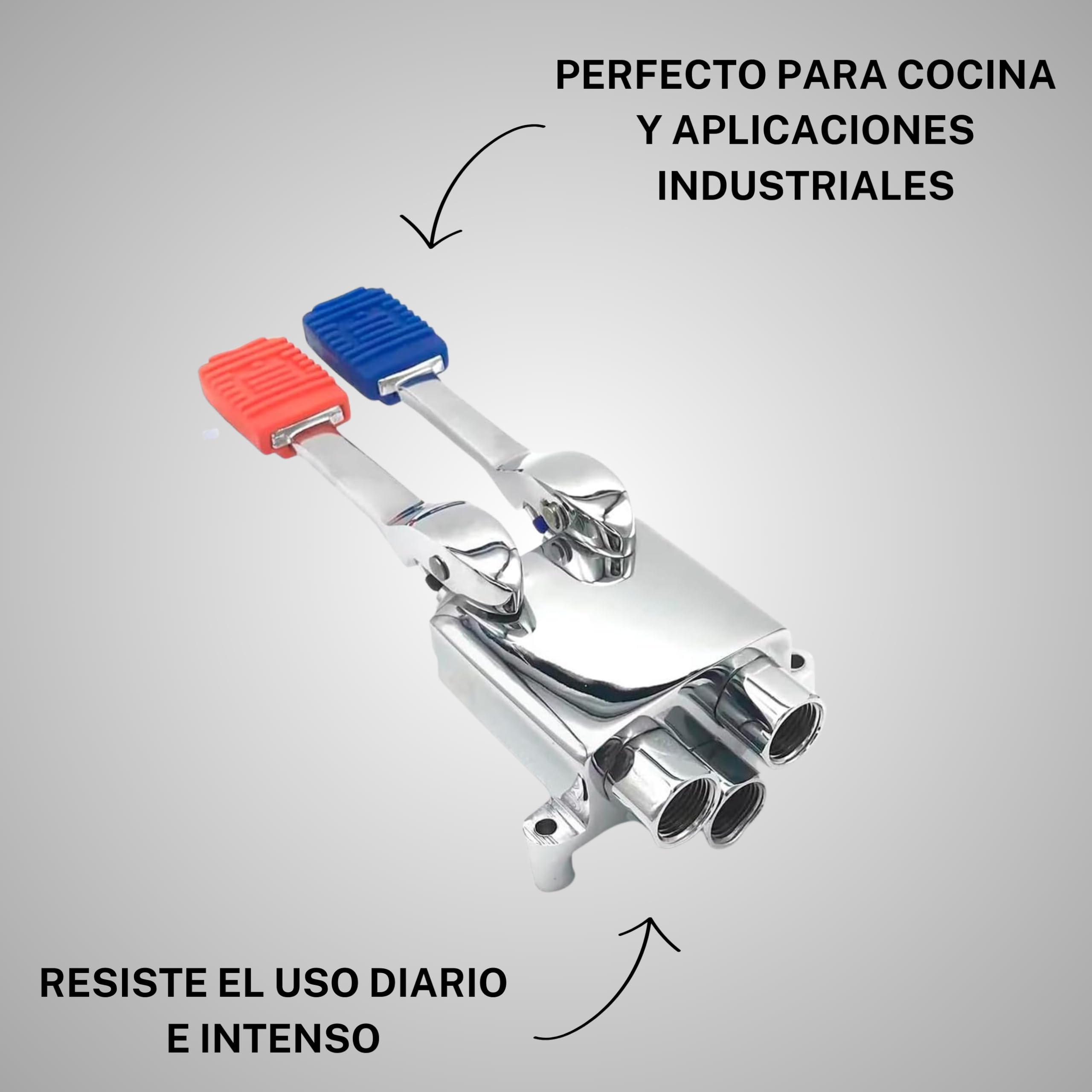 Grifo pedal 2 palancas y dos aguas. Especial Hostelería y laboratorios | Pedal instalación en suelo | Colocación en el piso debajo del fregadero | Ideal para fregaderos Industriales y Profesionales.