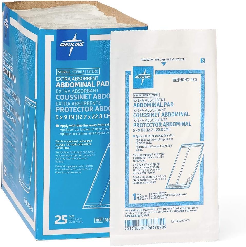 Medline Sterile Abdominal Pad NON21450H 5 inch x 9 inch 25 Count Pack of 4 product thumbnail 5