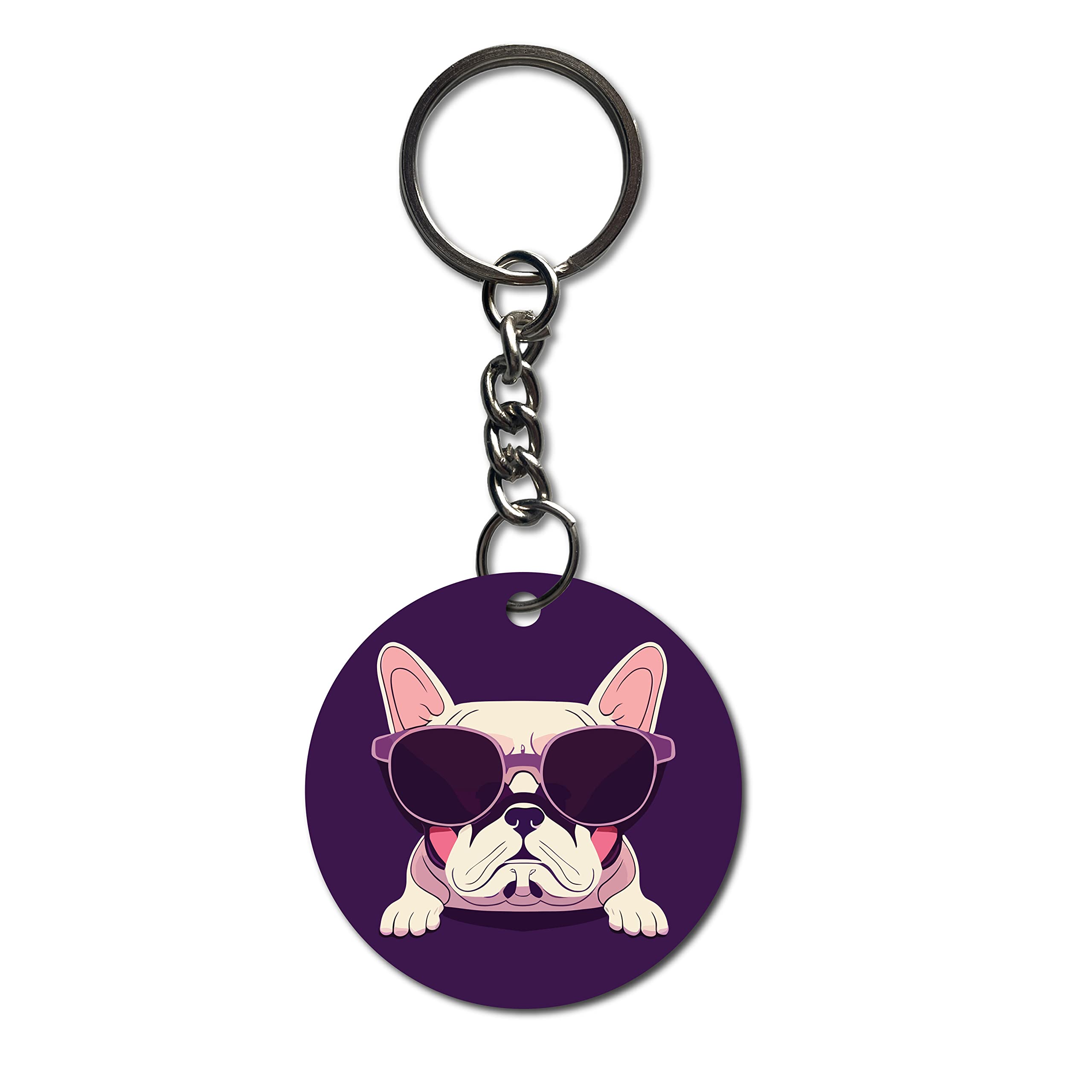 Stylish Dog Printed Keychain Men Women Girls Boys Dog Lovers Bike/Car/Bag Key Tag Keyrings Home Multicolored L x H 2.5 x 2.5 Inch-image-47