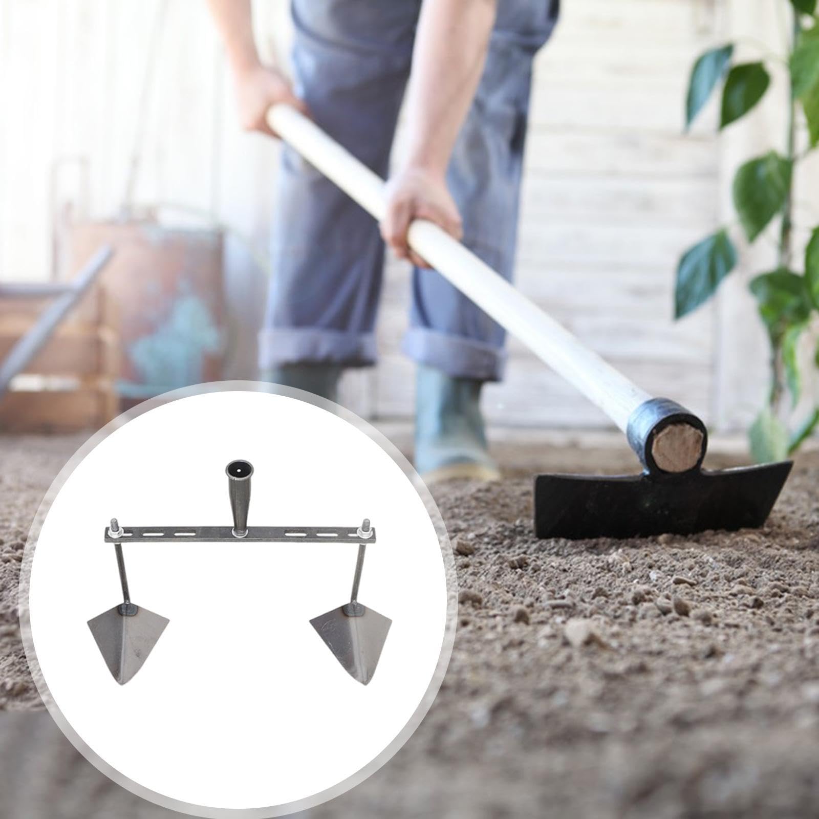 de Jardín con Cabezal Triangular, Herramienta Agrícola Manual con Distancia Ajustable para Principiantes, Bordes, Cabezal Doble de 40
