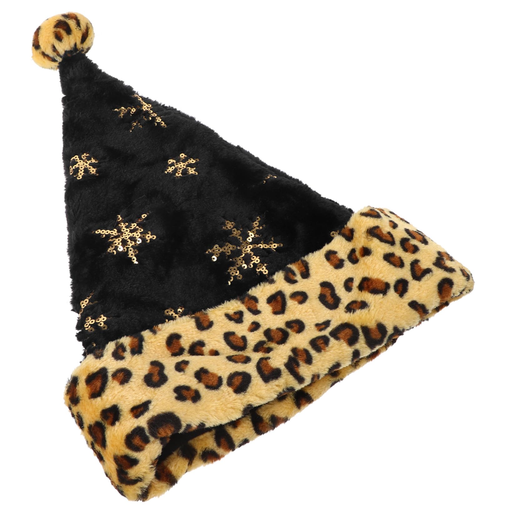 Homoyoyo 5stücke Leopardenmuster Weihnachtsmütze Für Erwachsene Plüsch Nikolausmütze Mit Pailletten Und Schneeflocken Für Weihnachten Und Neujahrsfeiern Bequem Und Warm Für Jede