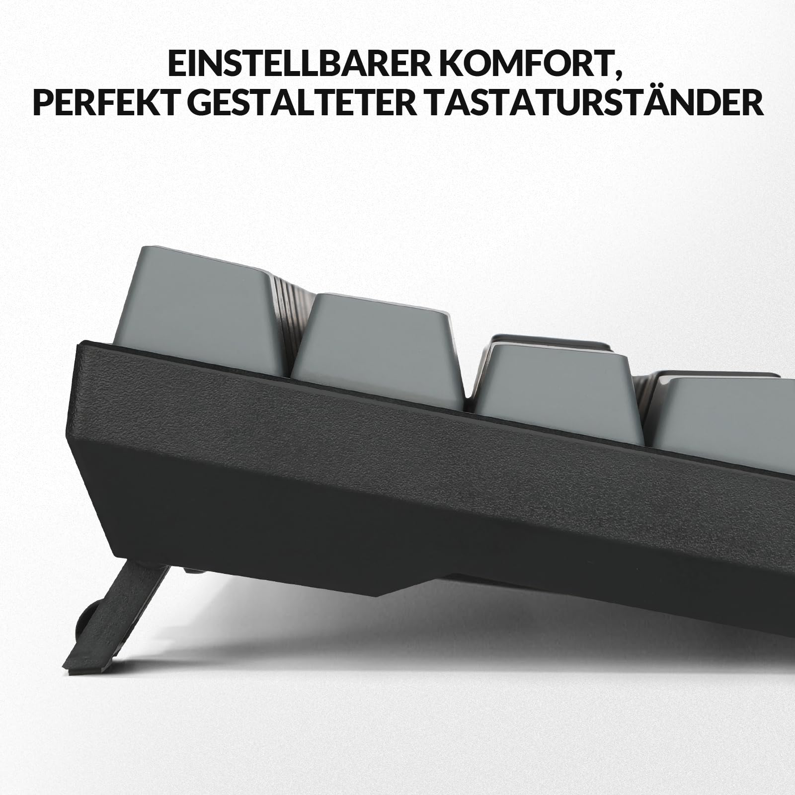 Rii Gaming Tastatur Mechanisch, 60% Tastatur Kabellos RGB Beleuchtet mit Rote Schalter und N-Key Rollover für PC/Laptop/PS4/PS5, QWERTZ, Schwarz Grau (Bluetooth/2.4G/Kabel)