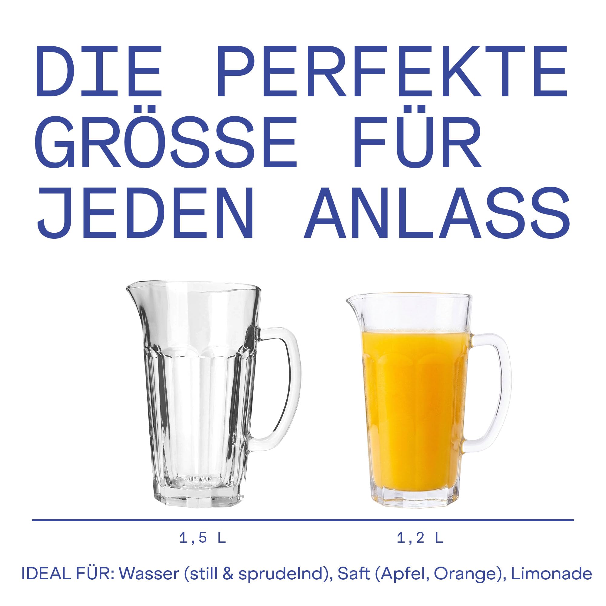 Stölzle Lausitz Max Jug Wasserkrug Glaskrug Wasserkaraffe 1,2 l, 6er-Set