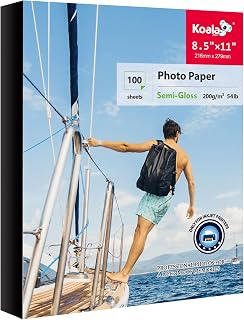 Koala Semi Gloss Photo Paper 8.5 x 11 Inch, Water-Resistant Inkjet Photo Printer Paper, Resin-Coated Photo Paper, 100 Sheets 54LB