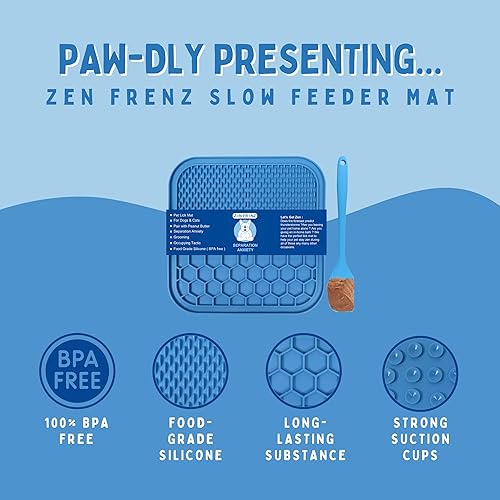 Miniatura 6 de Alfombrilla prémium para lamer perros y gatos con ventosas y espátula esparcidora para separar mascotas, alivio de la ansiedad, alimentador lento,