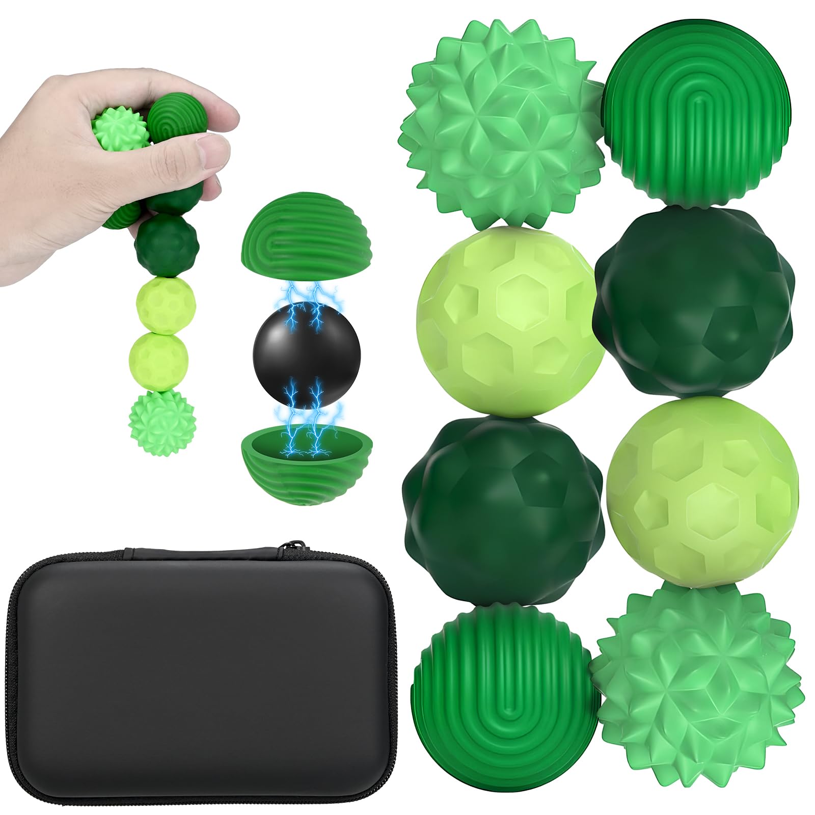 KOOOGEAR 8 Stuks Magnetische Fidgetballen Van Siliconen - Anti-stress En Sensorisch Speelgoed Met Opbergdoos