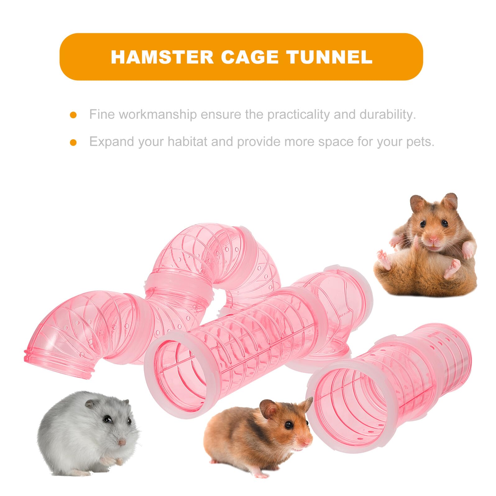 Selbstgemacht Hamsterkäfigtunnel aus Kunststoff, 12 Stück, Rosa | Verbindungsrohr Modul Maze für Hamster, Expandierbares Habitat, Robustes Zubehör, für Selbstgemacht Anordnung und Bewegung