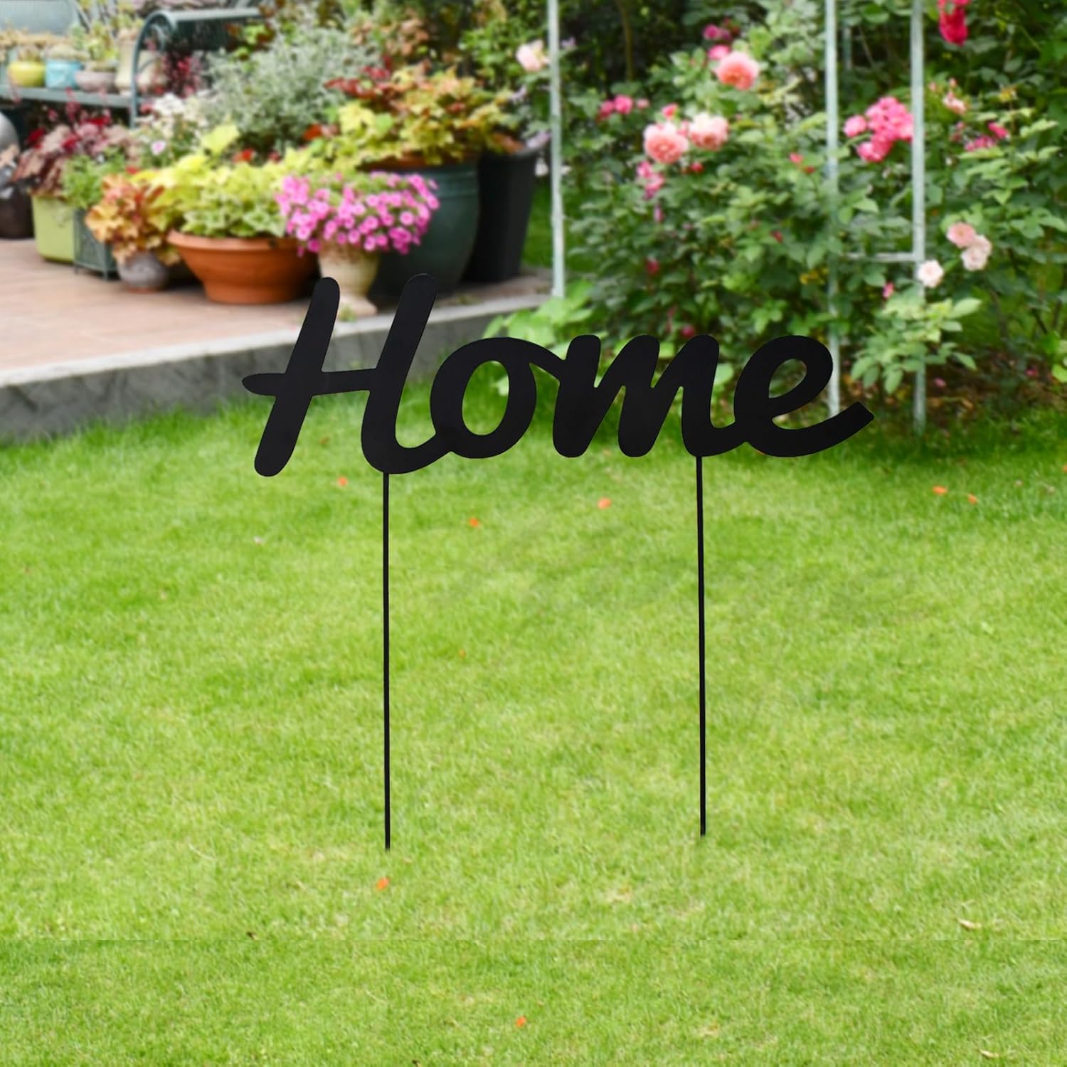 Metal Letter Welcome Yard Sign with Stake Outdoor Decorations Garden Lawn Front Porch Outside Letter Yard Sign Garden Stake Decor (Welcome Home)