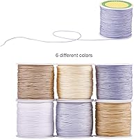 Vista 8 de PH PandaHall 600 yardas de 0.031 in de nailon para cuentas de hilo de cuerda de nudo chino Kumihimo hilo de macramé, cordón de cuerda para macramé
