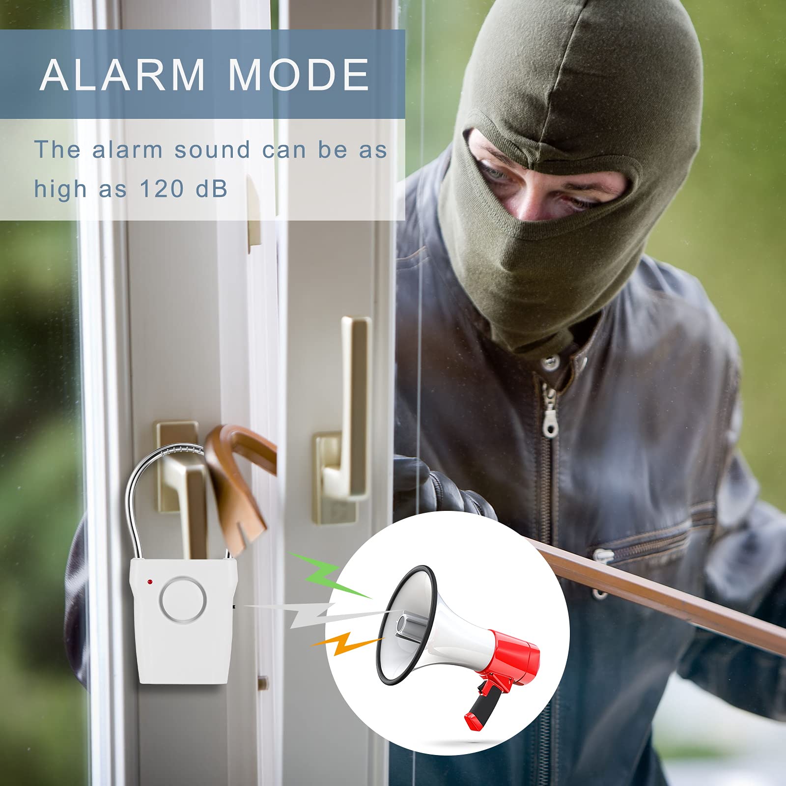 Kanayu 4 alarmas para manija de puerta alarma de entrada de puerta activada alarma de seguridad para el hogar 120 dB alarma detección alarma antirrobo para hogar dormitorio tienda niños seguridad
