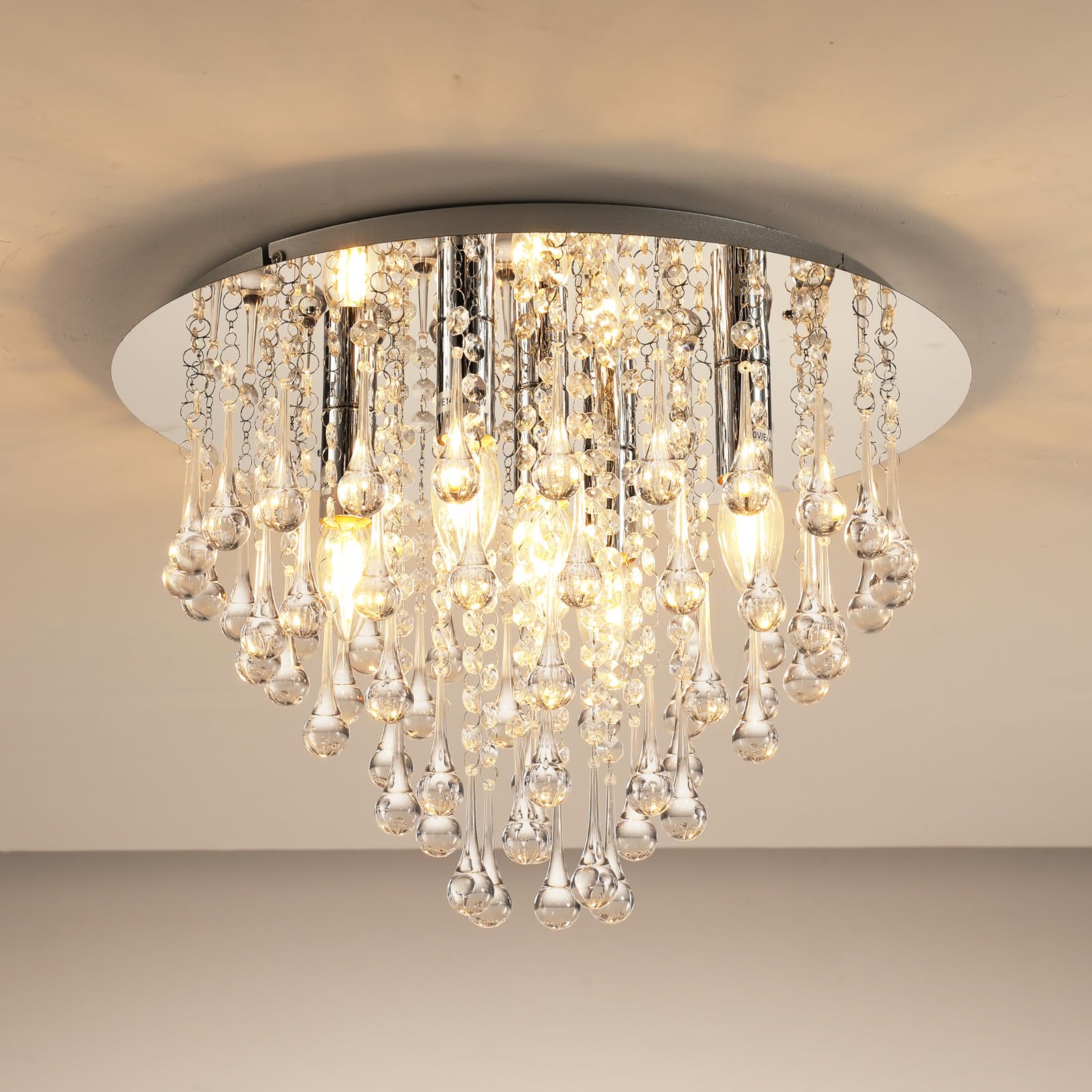 Mextronic Lustre artificiel en verre et cristal Ø 46 cm Transparent