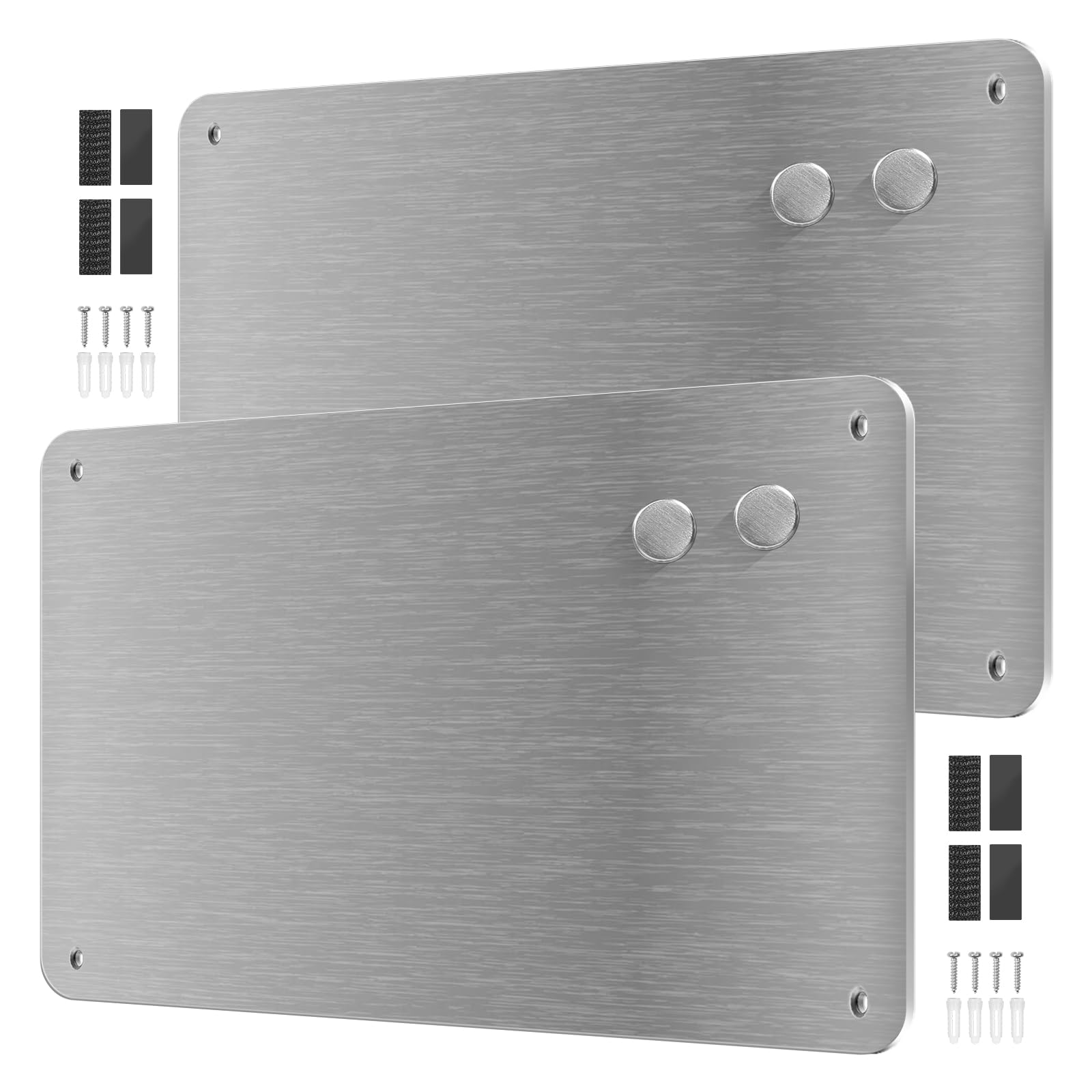 YedZen 2Pcs 44.5x29cm Magnetic Board for Wall Stainless Steel Magnetic Notice Board to Display Spice Jars Photo Note Magnetic Letter Number