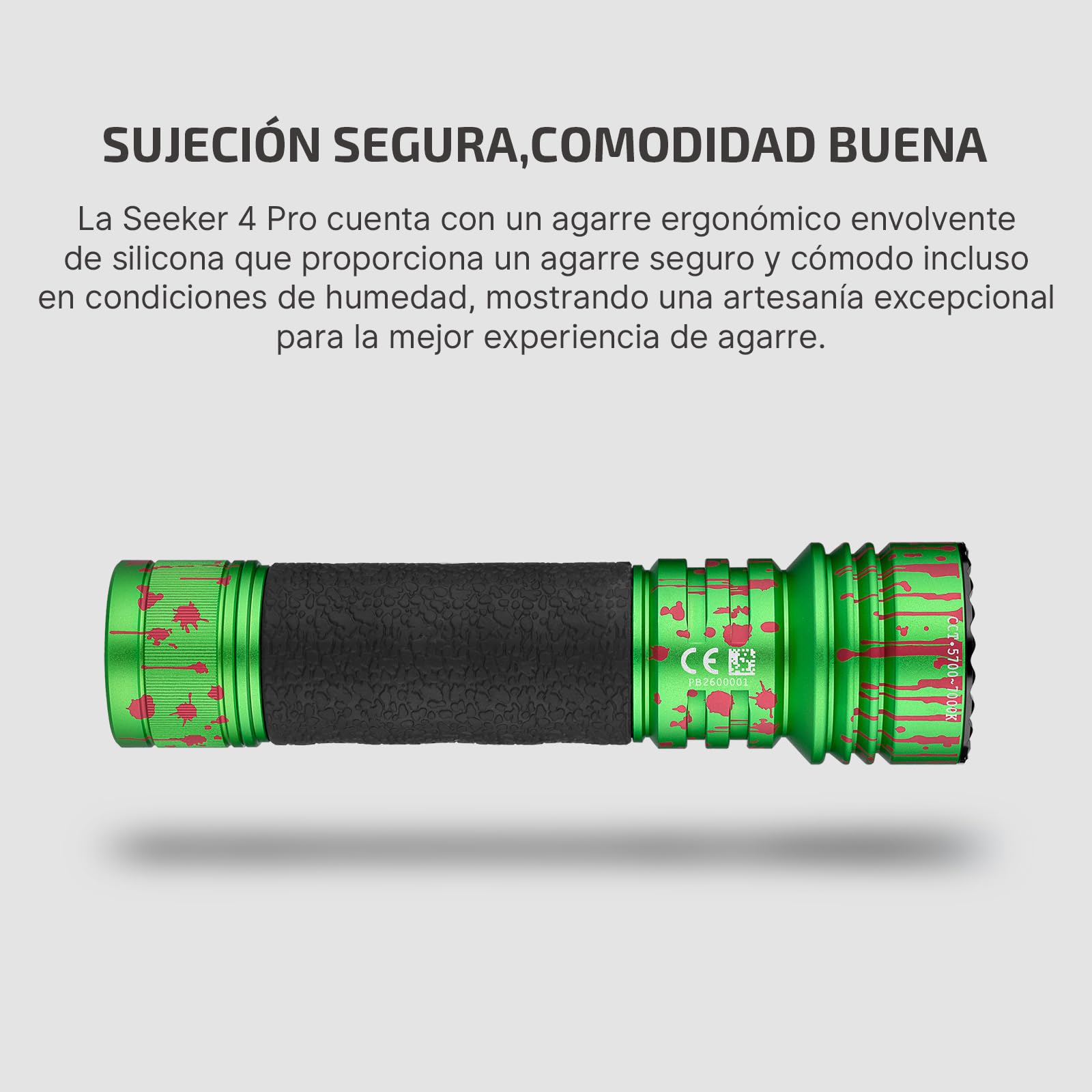 OLIGHT Seeker 4 Pro LED 4600LM 260M Recargable Funda de USB-C o Carga Magnética con Sensor Alta Potencia IPX8 Potente Linterna Largo Alcance de Comping y Senderismo (Blanco Frío, Zombie Verde)