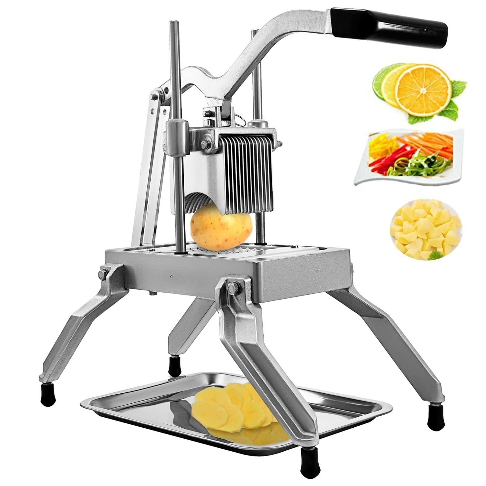 Cortador de verduras y frutas manual con tres tamaños de corte de 4,8 a 9,5 mm