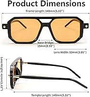 Vista 200 de Feisedy - B2622 - Lentes de sol estilo aviador, cuadrados, clásicos de los años 70, unisex, con montura clásica retro y elegante, UV400 Marco