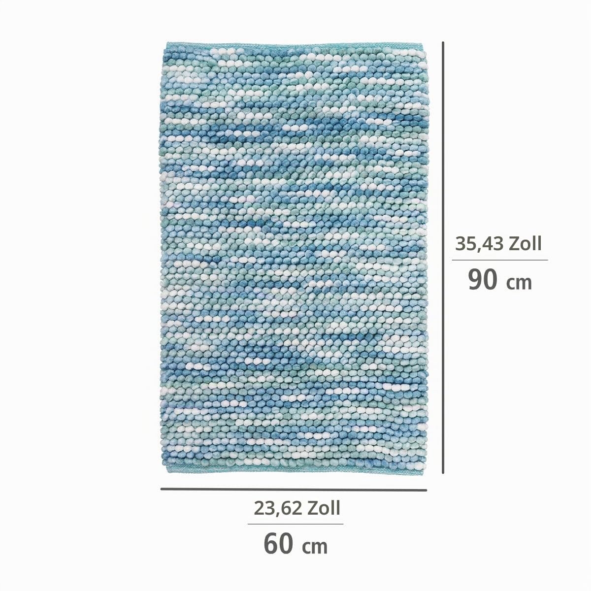 WENKO Badteppich Urdu Aqua, Badmatte im modernen Melange-Effekt, Badvorleger in schwerer Qualität, absolut fusselfrei, hohe Feuchtigkeitsaufnahme, schnelltrocknend, waschbar, rutschhemmend, 60 x 90 cm