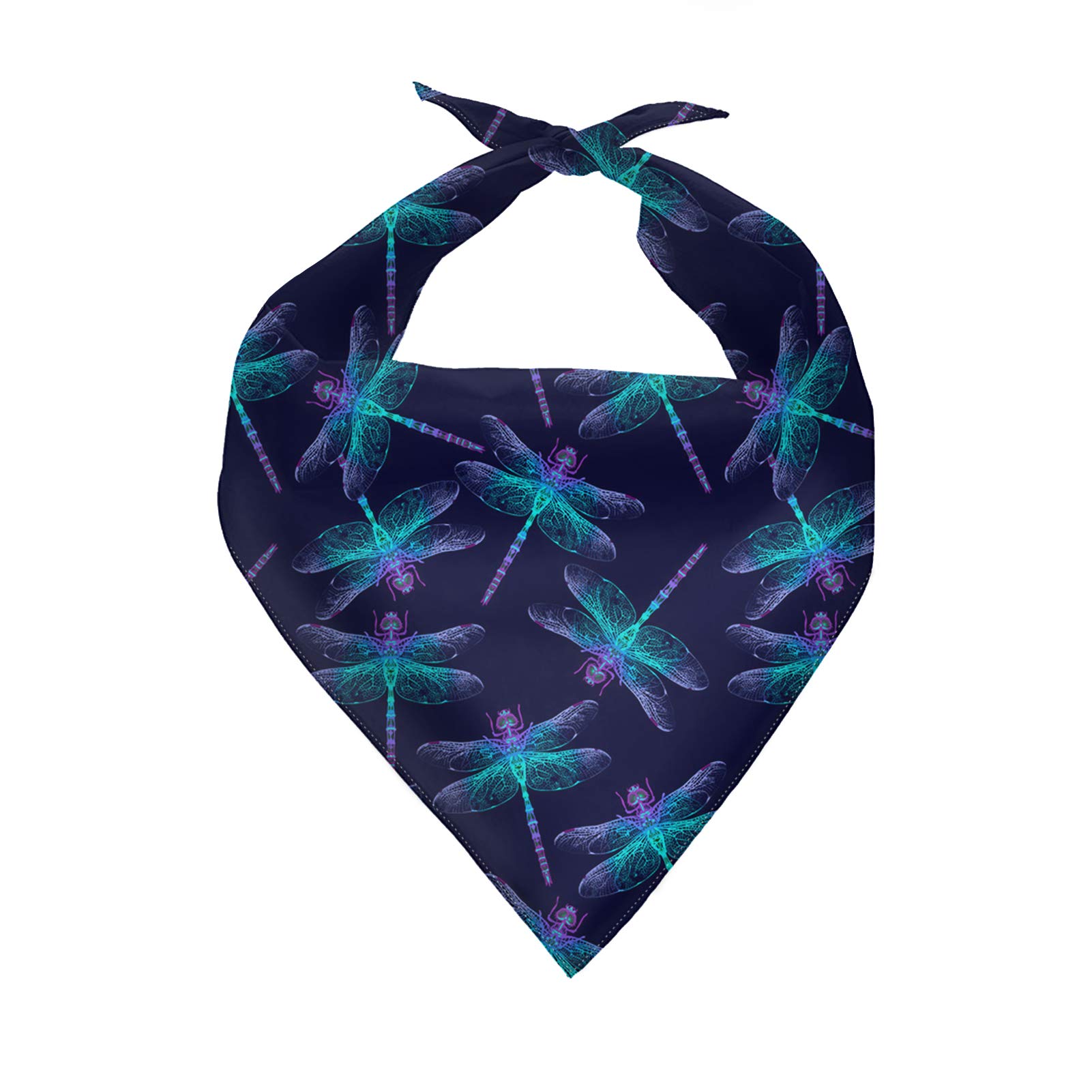 COEQINE Dog Bandanas Collar Valentines Day Blue Dragonfly Print Scarves Daily Bibs for Small Medium Large Dogs Cats Washable Triangle Handkerchief — image 1